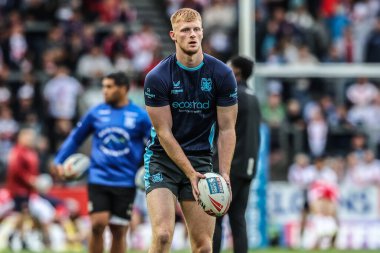 Hull FC 'den Harvey Barron, Betfred Süper Lig maçının 23. turunda St Helens vs Hull FC ile Birleşik Krallık' ın St Helens Stadyumu 'nda 22 Ağustos 2025' te oynanan karşılaşma öncesi ısınma turunda