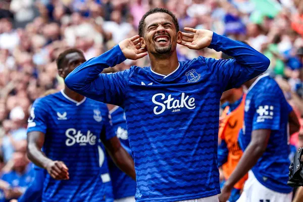 Everton 'dan Iliman Ndiaye, 24 Ağustos 2025' te Liverpool, Liverpool 'daki Hill Dickinson Stadyumu' nda oynanan Premier League maçında Everton ve Hove Albion maçında 1-0 kazanma hedefini kutluyor.