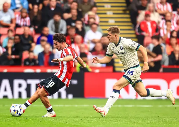 Sheffield United takımından Callum O 'Hare, 23 Ağustos 2025' te Bramall Lane 'de Sheffield United ile Millwall arasındaki Gökyüzü İddia Şampiyonası maçında pas attı.