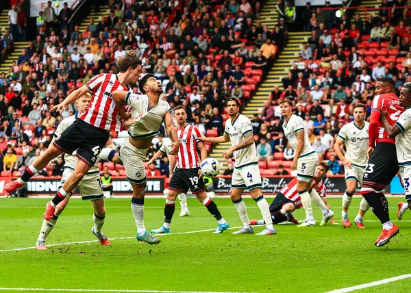 Sheffield United 'dan Sydie Peck ve Millwall' dan Massimo Luongo, 23 Ağustos 2025 'te Bramall Lane, Sheffield, İngiltere' de oynanan Gökyüzü İddia Şampiyonası maçında top için mücadele ettiler.