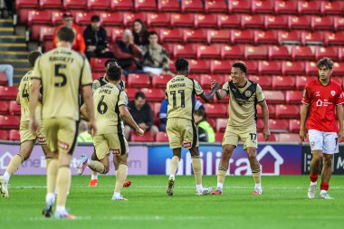 Rotherham United takımından Ar 'Jany Martha, 26 Ağustos 2025' te Oakwell, Barnsley, Birleşik Krallık 'ta oynanan Carabao Kupası maçında 0-1' lik galibiyetini kutluyor.