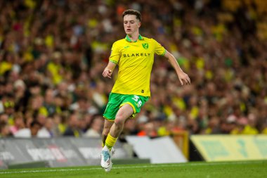 Norwich City 'den Kellen Fisher, Carabao Kupası maçı sırasında Norwich City' nin Southampton 'a karşı, Norwich Road, Norwich, Birleşik Krallık' ta, 26 Ağustos 2025 'te