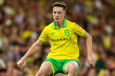Norwich City 'den Kellen Fisher, Carabao Kupası maçı sırasında Norwich City' nin Southampton 'a karşı, Norwich Road, Norwich, Birleşik Krallık' ta, 26 Ağustos 2025 'te