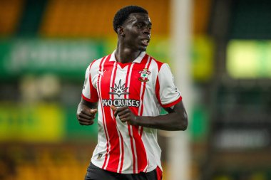 Southampton 'dan Joshua Quarshie, Carabao Kupası maçı sırasında Norwich City, Southampton' a karşı Carrow Road, Norwich, İngiltere, 26 Ağustos 2025