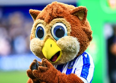 Sheffield Wednesday maskotu Carabao Kupası maçı sırasında Sheffield, Leeds United 'a karşı Hillsborough, Sheffield, Birleşik Krallık' ta, 26 Ağustos 2025