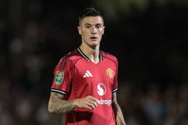 Manchester United takımından Benjamin Sesko, 27 Ağustos 2025 'te İngiltere' nin Cleethorpes kentinde oynanan Grimsby Town-Manchester United maçında...