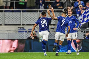 Everton 'dan Carlos Alcaraz, 27 Ağustos 2025 tarihinde İngiltere' nin Liverpool kentindeki Hill Dickinson Stadyumu 'nda oynanan Carabao Kupası maçında 1-0' lık galibiyet golünü kutluyor.