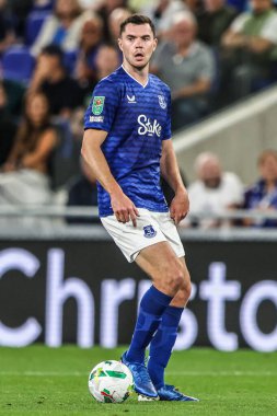 Everton 'dan Michael Keane Carabao Kupası maçı sırasında Everton, Mansfield Town' a karşı Hill Dickinson Stadyumu, Liverpool, Birleşik Krallık, 27 Ağustos 2025