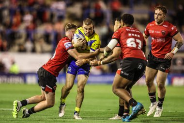 Warrington Wolves takımından Matt Dufty, 29 Ağustos 2025 'te Warrington, Warrington' da oynanan 24. Warrington Wolves - Salford Red Devils maçında mücadele etti.
