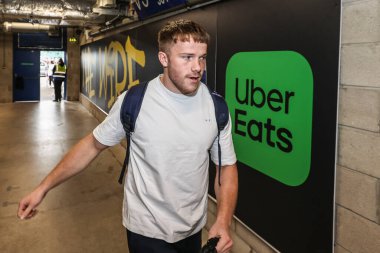 Warrington Wolves takımından Luke Thomas, 29 Ağustos 2025 'te İngiltere' nin Warrington şehrinde oynanan 24. Betfred Süper Lig karşılaşmasında Warrington Wolves ve Salford Red Devils maçına geldi.