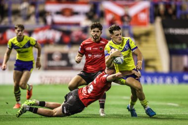 Warrington Wolves takımından Josh Thewlis, 29 Ağustos 2025 'te Warrington, İngiltere' deki Halliwell Jones Stadyumu 'nda oynanan 24.