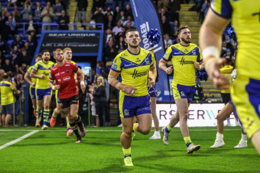 Warrington Wolves 'dan Danny Walker, maç için 29 Ağustos 2025' te Warrington, Warrington 'daki Halliwell Jones Stadyumu' nda oynanan Warrington Wolves - Salford Red Devils maçında sahaya çıkıyor.