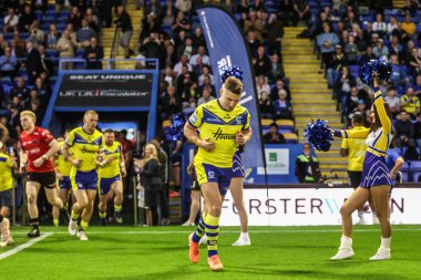 Warrington Wolves takımından George Williams, 29 Ağustos 2025 tarihinde Warrington, İngiltere 'deki Halliwell Jones Stadyumu' nda oynanan 24.