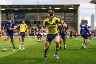 Warrington Wolves 'tan Ewan Smith maç öncesi ısınma turunda 24. Betfred Süper Ligi karşılaşmasında Warrington Wolves, Salford Red Devils' e karşı Halliwell Jones Stadyumu, Warrington, Birleşik Krallık, 29 Ağustos 2025