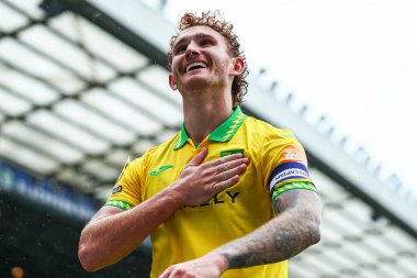 Norwich City 'den Josh Sargent, 30 Ağustos 2025' te Ewood Park, Blackburn 'de oynanan Blackburn Rovers-Norwich City maçında 2-0' lık galibiyetini kutluyor.