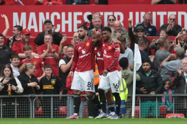 Manchester United takımından Bryan Mbeumo 30 Ağustos 2025 'te Old Trafford, Manchester, İngiltere' de oynanan Premier League maçında 2-1 'lik galibiyet golünü kutluyor.