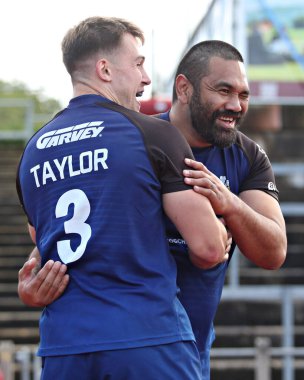 Kuzey Galler Haçlıları 'ndan Pat Ah Van, 31 Ağustos 2025' te İngiltere 'deki Stadyum CSM, Colwyn Körfezi' nde oynanan Kuzey Galler Haçlılarına karşı oynanan 1.