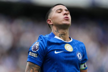 Chelsea 'den Enzo Fernnndez Premier Lig karşılaşmasında Chelsea Fulham' a karşı Stamford Bridge, Londra, 30 Ağustos 2025