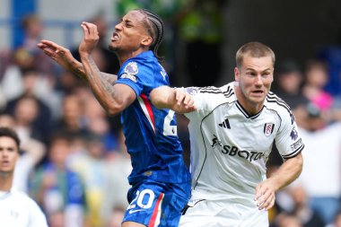 Chelsea 'den Joao Pedro ve Fulham' dan Joachim Andersen Premier Lig karşılaşmasında Chelsea Fulham 'a karşı Stamford Bridge, Londra, Birleşik Krallık, 30 Ağustos 2025