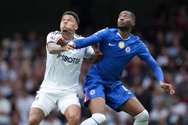 Chelsea 'den Tosin Adarabioyo ve Fulham' dan Rodrigo Muniz Premier Lig karşılaşmasında Chelsea Fulham 'a karşı Stamford Bridge, Londra, 30 Ağustos 2025