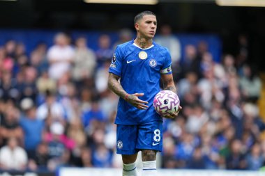 Chelsea 'den Enzo Fernnndez Premier Lig karşılaşmasında Chelsea Fulham' a karşı Stamford Bridge, Londra, 30 Ağustos 2025