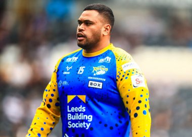 Leeds Rhinos takımından Sam Lisone, Betfred Süper Lig 24. Raundda MKM Stadyumu 'nda Hull FC - Leeds Rhinos maçında ısınma turunda 30 Ağustos 2025