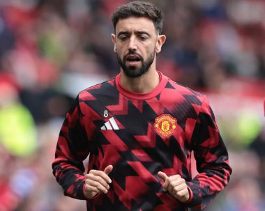 Manchester United 'dan Bruno Fernandes Premier Lig karşılaşmasında Manchester United' a karşı Old Trafford, Manchester, İngiltere 'de 30 Ağustos 2025' te oynanan hazırlık maçında