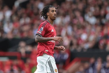 Manchester United ile Burnley arasındaki Premier League maçı sırasında Manchester United 'dan Leny Yoro, Old Trafford, Manchester, İngiltere' de 30 Ağustos 2025