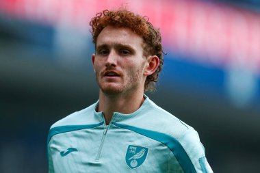 Norwich City 'den Josh Sargent, 30 Ağustos 2025' te Ewood Park, Blackburn 'de Blackburn Rovers' a karşı oynanan Gökyüzü İddia Şampiyonası karşılaşması öncesinde ısınıyor.