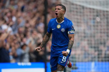 Chelsea 'li Enzo Fernnndez, 30 Ağustos 2025' te İngiltere 'nin Stamford Bridge kentinde oynanan Premier League karşılaşmasında golü kutluyor.