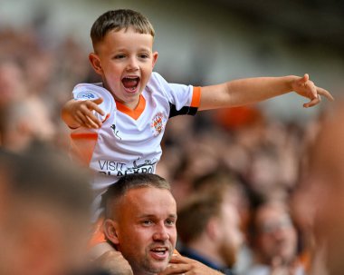Bloomfield Road Stadyumu 'nun genel zemin manzarası, Blackpool FC' nin ana sahası, 30 Ağustos 2025 'te Bloomfield Road, Blackpool' da oynanan Blackpool-Bolton Wanderers maçında Blackpool 1.