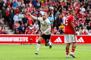 West Ham United takımından Jarrod Bowen, İngiltere 'nin Nottingham şehrinde oynanan Premier League maçı Nottingham Forest-West Ham United maçında 0-1 kazanma golünü kutluyor.