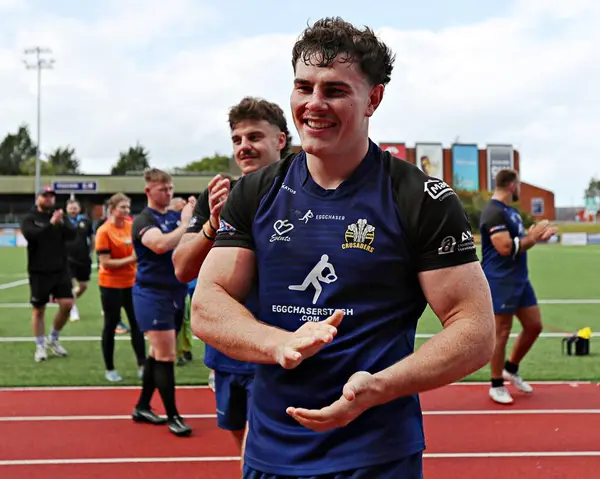 Kuzey Galler Haçlıları 'ndan Cole Oakley, 1. Betfred Ligi maçından sonra North Wales Crusaders, Keighley Cougars' a karşı Stadiwm CSM, Colwyn Bay, Birleşik Krallık 'ta 31 Ağustos 2025