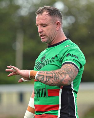 Keighley Cougars takımından George Flanagan, Betfred League 1 maçında North Wales Crusaders, Stadiwm CSM 'de Keighley Cougars' a karşı, Colwyn Bay, İngiltere, 31 Ağustos 2025