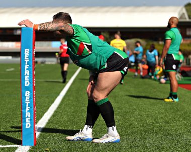 Keighley Cougars takımından George Flanagan, Betfred League 1 maçında North Wales Crusaders, Stadiwm CSM 'de Keighley Cougars' a karşı, Colwyn Bay, İngiltere, 31 Ağustos 2025