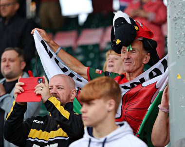 North Wales Crusaders taraftarı Betfred League 1 maçı sırasında North Wales Crusaders, Stadiwm CSM 'de Keighley Cougars' a karşı, Colwyn Bay, İngiltere, 31 Ağustos 2025