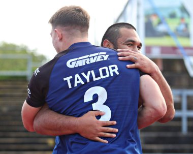 Kuzey Galler Haçlıları 'ndan Pat Ah Van, 31 Ağustos 2025' te İngiltere 'deki Stadyum CSM, Colwyn Körfezi' nde oynanan Kuzey Galler Haçlılarına karşı oynanan 1.