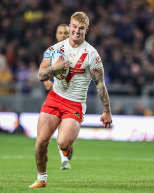 St. Helens 'ten George Delaney, 27 Eylül 2025' te Headingley Stadyumu, Leeds, İngiltere 'de oynanan Betfred Süper Lig eleme maçı 1.