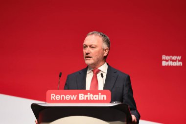 Steve Reed MP, Secretary of State for Communities, Housing and Local Government speaks during the Labour Party Annual Conference 2025 at The ACC, Liverpool, United Kingdom, 28th September 2025 