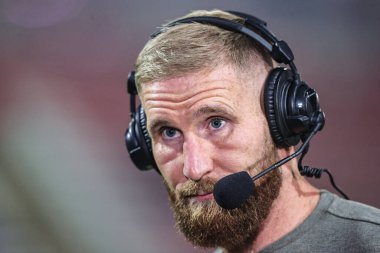 Sam Tomkins, Sky Sports Rugby League presenter during the Betfred Super League play-off Eliminator 1 match Leigh Leopards vs Wakefield Trinity at Progress With Unity Stadium, Leigh, United Kingdom, 26th September 2025 