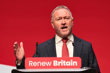 Steve Reed MP, Secretary of State for Communities, Housing and Local Government speaks during the Labour Party Annual Conference 2025 at The ACC, Liverpool, United Kingdom, 28th September 2025 