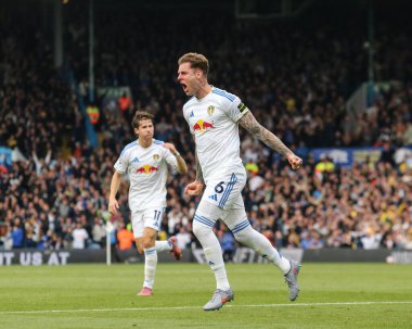 Joe Rodon of Leeds United celebrates his goal to make it 1-1 during the Premier League match Leeds United vs Bournemouth at Elland Road, Leeds, United Kingdom, 27th September 2025