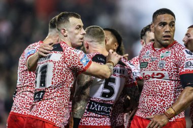 Josh Charley of Leigh Leopards celebrates his try making it 16-0 during the Betfred Super League play-off Eliminator 1 match Leigh Leopards vs Wakefield Trinity at Progress With Unity Stadium, Leigh, United Kingdom, 26th September 2025  