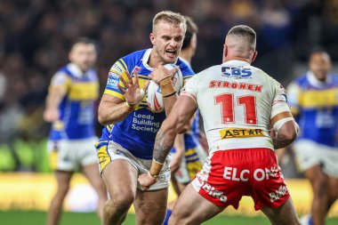 Leeds Rhinos 'tan Cooper Jenkins, 27 Eylül 2025' te Headingley Stadyumu 'nda oynanan Betfred Süper Lig eleme karşılaşmasında St. Helens' ten Curtis Sironen tarafından yenildi.