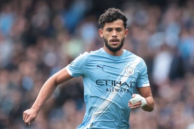 Manchester City Premier League maçında Matheus Nunes Manchester City ile Burnley arasında Etihad Stadyumu, Manchester, İngiltere, 27 Eylül 2025 