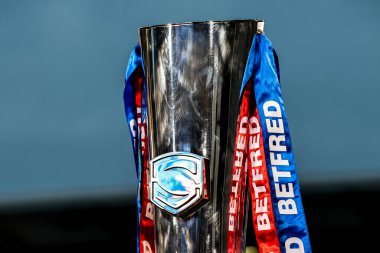 The Betfred Super League Grand Final Trophy during the Betfred Super League play-off Eliminator 1 match Leeds Rhinos vs St Helens at Headingley Stadium, Leeds, United Kingdom, 27th September 2025 