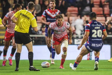 Keanan Brand of Leigh Leopards goes over for a try to make it 4-0 during the Betfred Super League play-off Eliminator 1 match Leigh Leopards vs Wakefield Trinity at Progress With Unity Stadium, Leigh, United Kingdom, 26th September 2025 