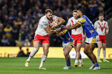 St. Helens takımından Alex Walmsley, 27 Eylül 2025 'te Headingley Stadyumu, Leeds, İngiltere' de oynanan Betfred Süper Lig eleme karşılaşmasında elendi.