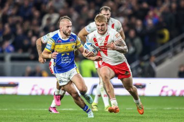 St. Helens 'ten George Delaney, 27 Eylül 2025' te Headingley Stadyumu, Leeds, İngiltere 'de oynanan Betfred Süper Lig eleme maçı 1.