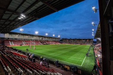 A general view of Progress With Unity Stadium ahead of the Betfred Super League play-off Eliminator 1 match Leigh Leopards vs Wakefield Trinity at Progress With Unity Stadium, Leigh, United Kingdom, 26th September 2025 